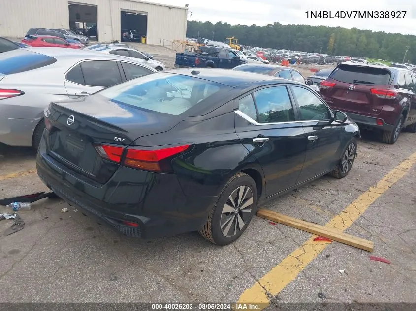 2021 Nissan Altima Sv Fwd VIN: 1N4BL4DV7MN338927 Lot: 40025203