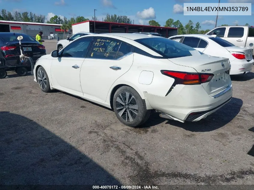 2021 Nissan Altima Sl Fwd VIN: 1N4BL4EVXMN353789 Lot: 40075172