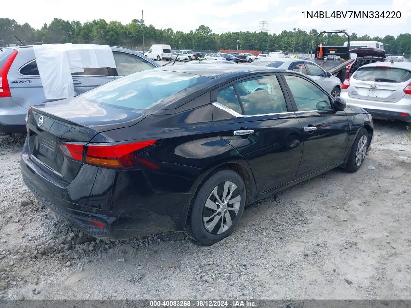 2021 Nissan Altima S Fwd VIN: 1N4BL4BV7MN334220 Lot: 40083268