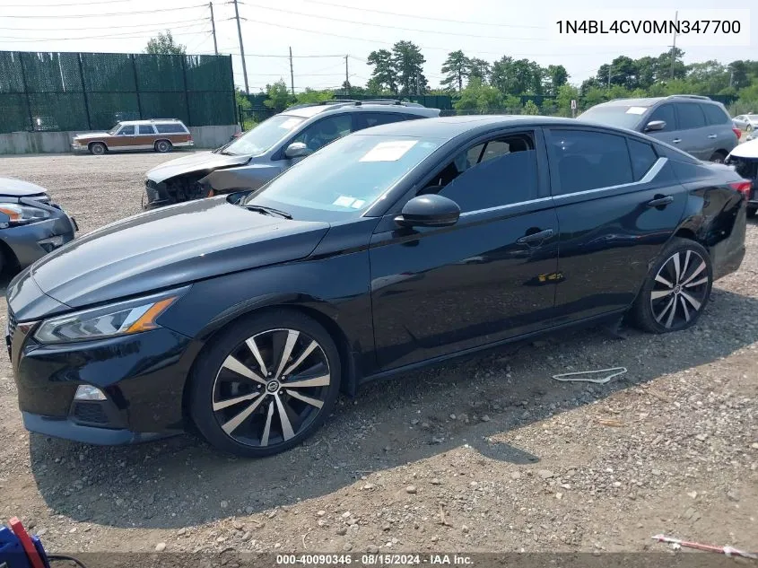 2021 Nissan Altima Sr Fwd VIN: 1N4BL4CV0MN347700 Lot: 40090346