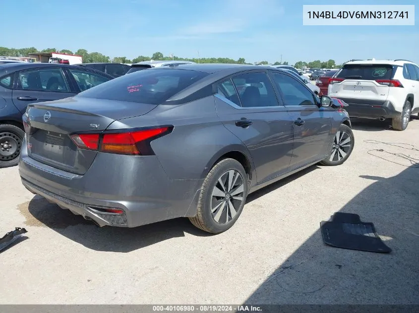 2021 Nissan Altima Sv Fwd VIN: 1N4BL4DV6MN312741 Lot: 40106980