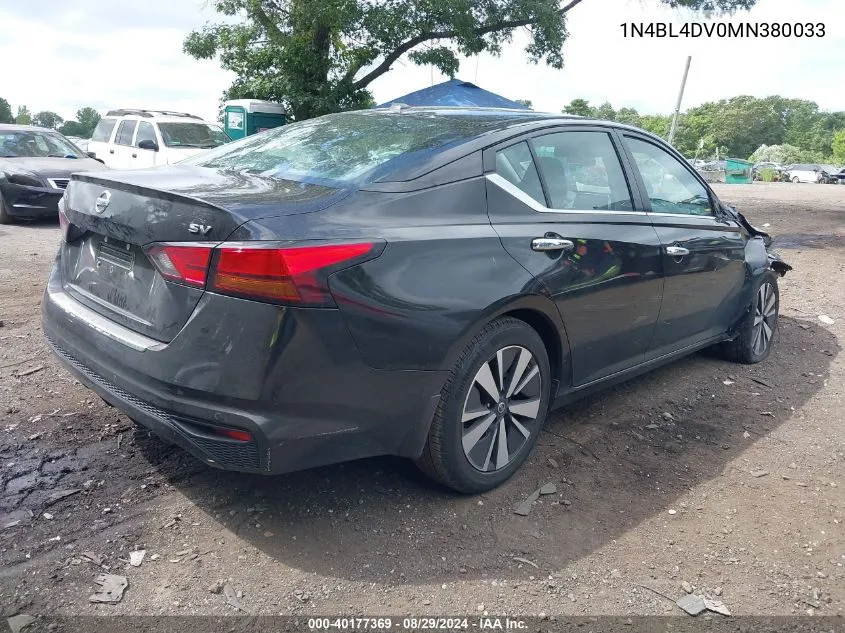 2021 Nissan Altima Sv Fwd VIN: 1N4BL4DV0MN380033 Lot: 40177369