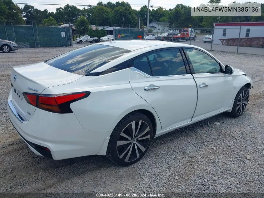 2021 Nissan Altima Platinum Intelligent Awd VIN: 1N4BL4FW5MN385136 Lot: 40223149