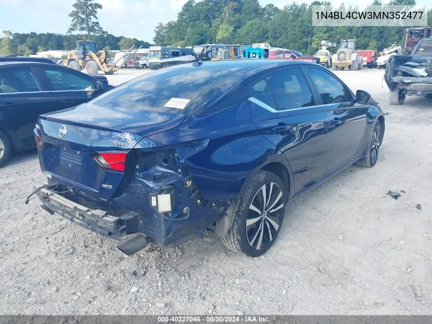 2021 Nissan Altima Sr Intelligent Awd VIN: 1N4BL4CW3MN352477 Lot: 40227046