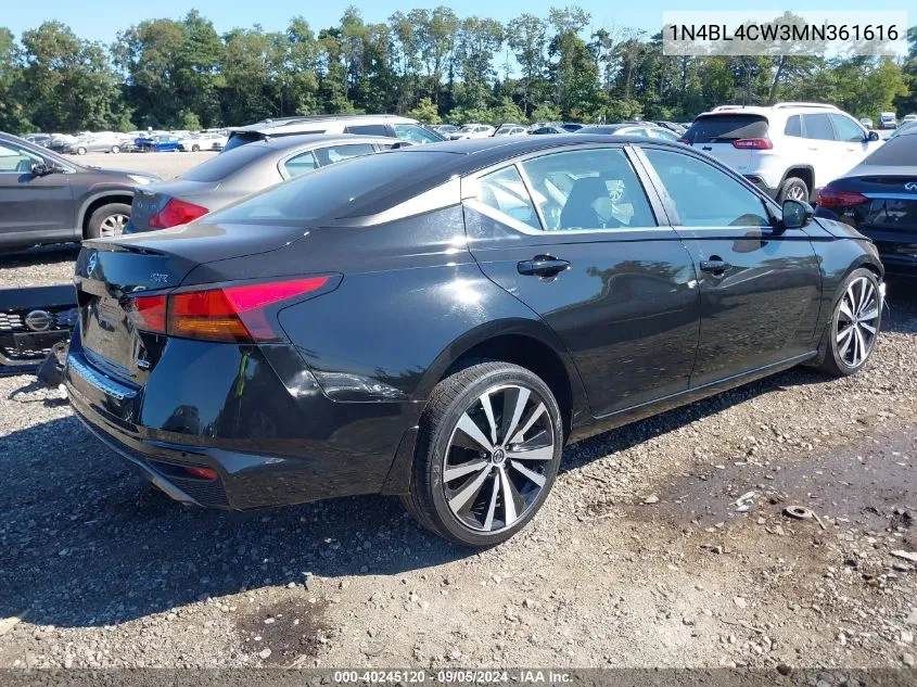 2021 Nissan Altima Sr VIN: 1N4BL4CW3MN361616 Lot: 40245120