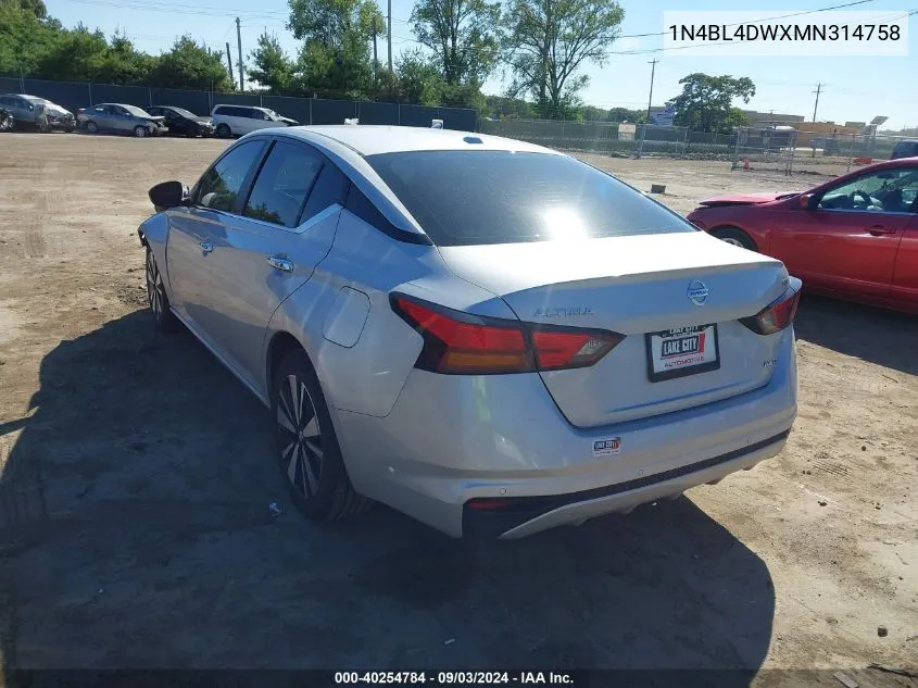 2021 Nissan Altima Sv Intelligent Awd VIN: 1N4BL4DWXMN314758 Lot: 40254784