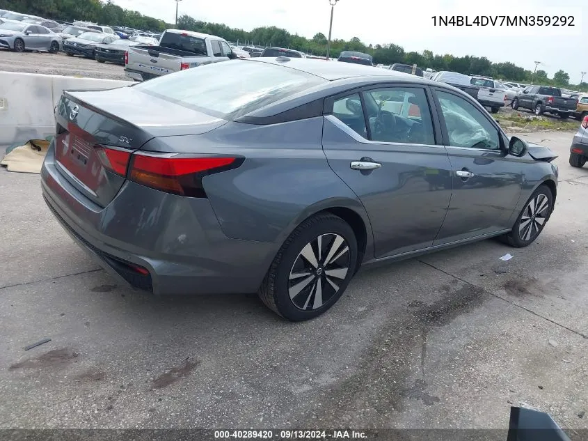 2021 Nissan Altima Sv VIN: 1N4BL4DV7MN359292 Lot: 40289420