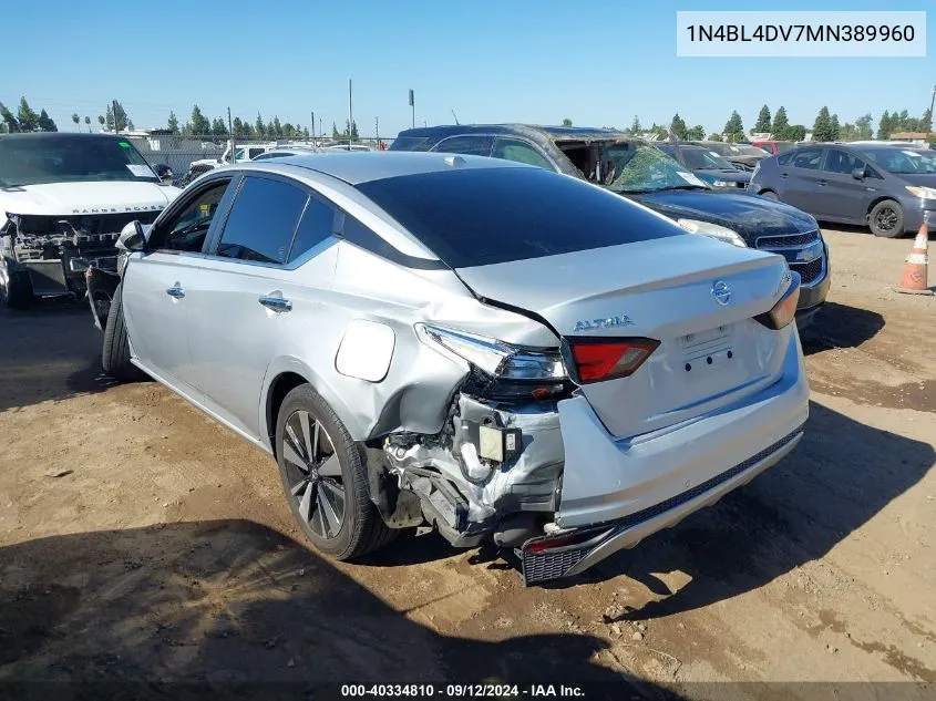 2021 Nissan Altima Sv VIN: 1N4BL4DV7MN389960 Lot: 40334810