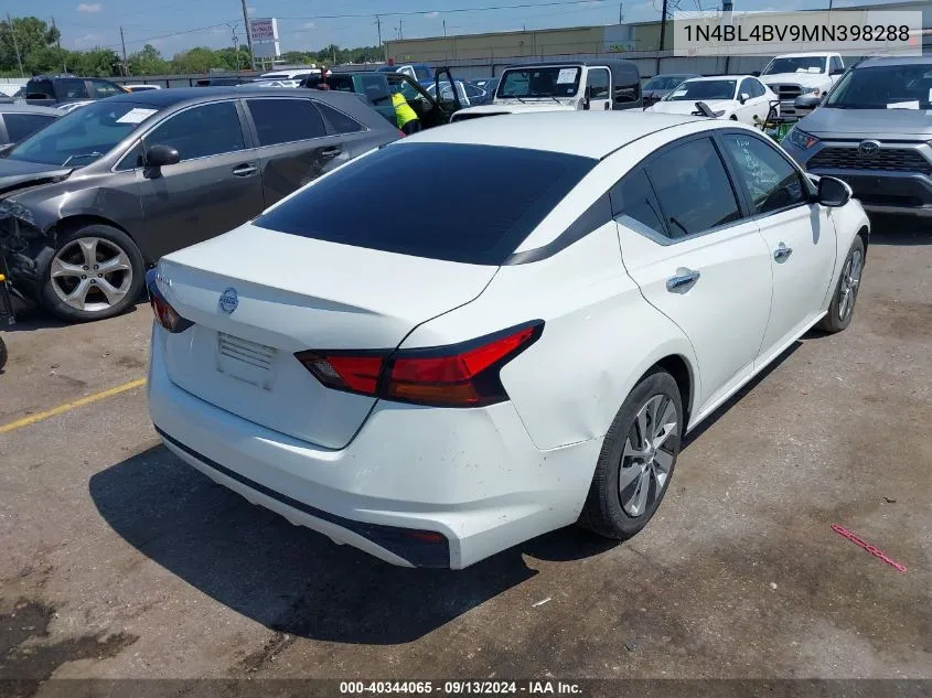 2021 Nissan Altima S Fwd VIN: 1N4BL4BV9MN398288 Lot: 40344065