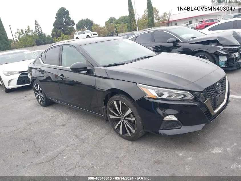 2021 Nissan Altima Sr Fwd VIN: 1N4BL4CV5MN403047 Lot: 40346615