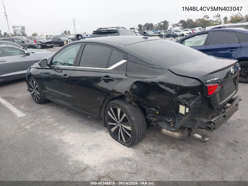 2021 Nissan Altima Sr Fwd VIN: 1N4BL4CV5MN403047 Lot: 40346615