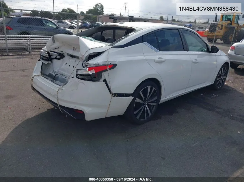 2021 Nissan Altima Sr Fwd VIN: 1N4BL4CV8MN358430 Lot: 40350358