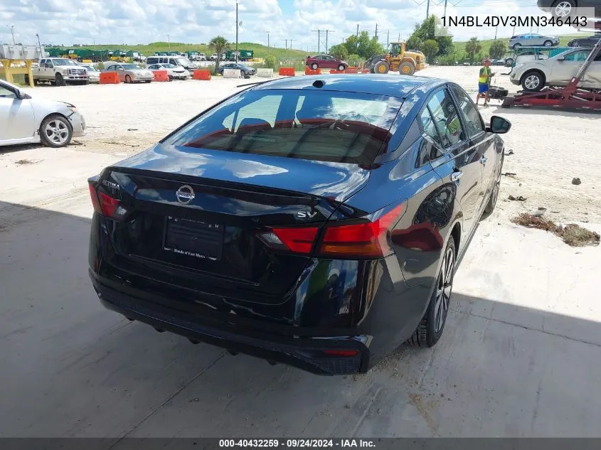 2021 Nissan Altima Sv Fwd VIN: 1N4BL4DV3MN346443 Lot: 40432259