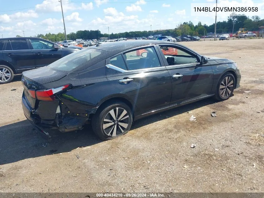 2021 Nissan Altima Sv Fwd VIN: 1N4BL4DV5MN386958 Lot: 40434210