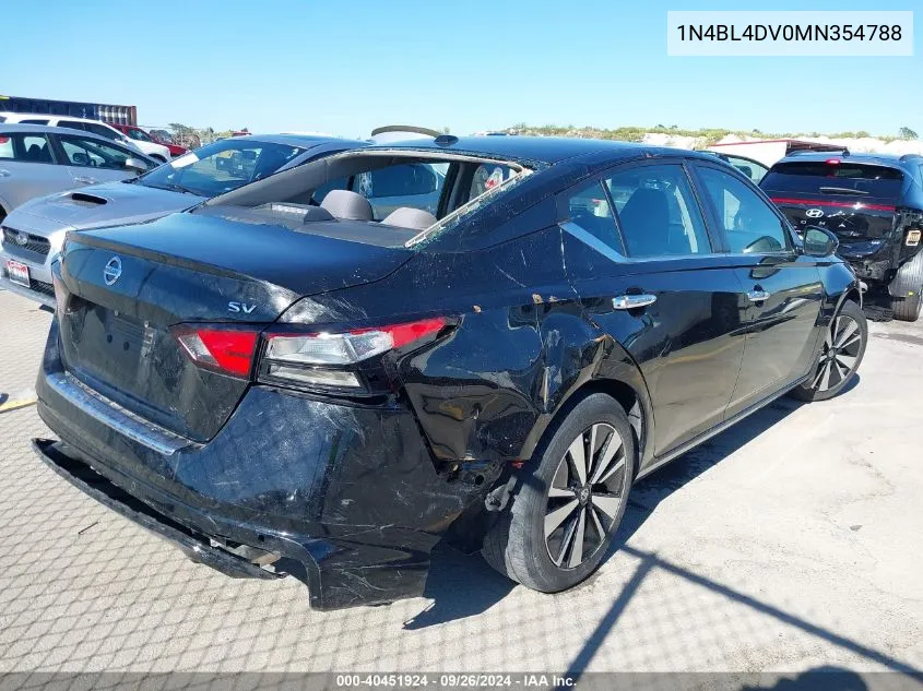 2021 Nissan Altima Sv Fwd VIN: 1N4BL4DV0MN354788 Lot: 40451924