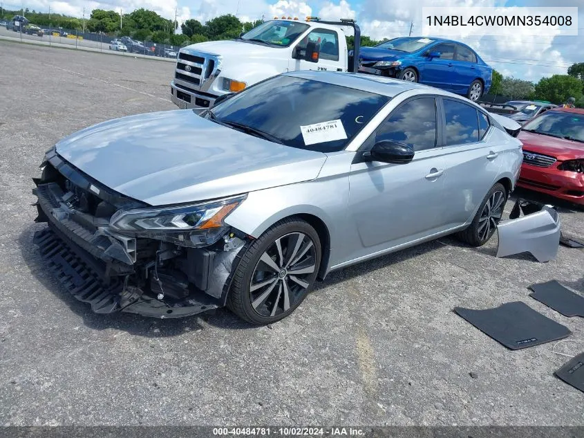 2021 Nissan Altima Sr Intelligent Awd VIN: 1N4BL4CW0MN354008 Lot: 40484781