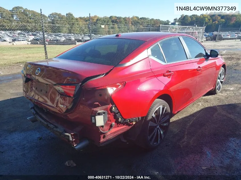 2021 Nissan Altima Sr Intelligent Awd VIN: 1N4BL4CW9MN377349 Lot: 40631271