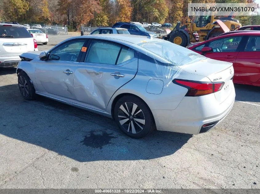 2021 Nissan Altima Sv Fwd VIN: 1N4BL4DVXMN361070 Lot: 40651328