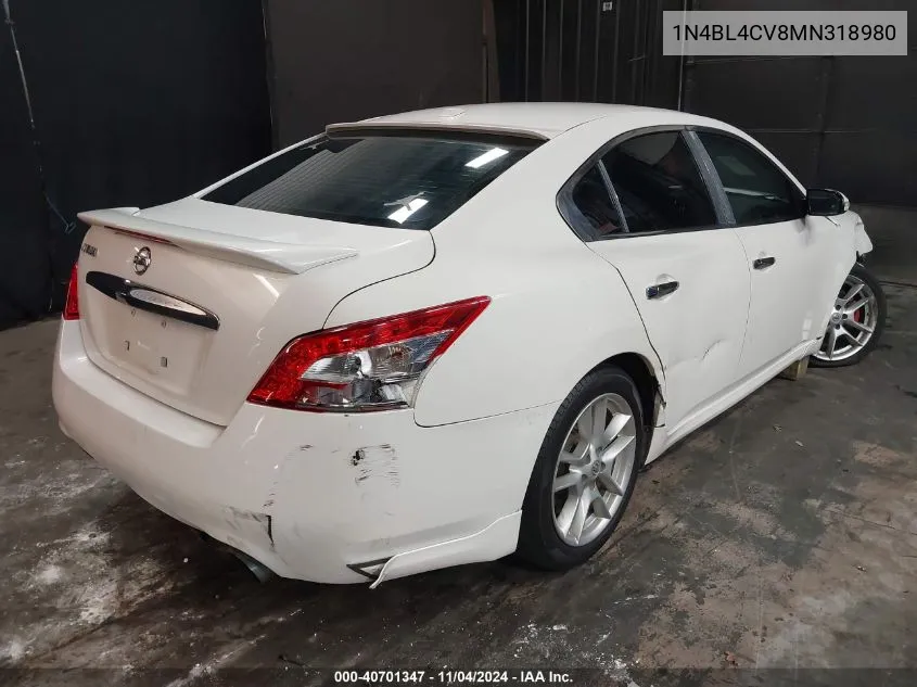 2021 Nissan Altima Sr Fwd VIN: 1N4BL4CV8MN318980 Lot: 40701347