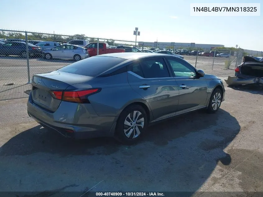 2021 Nissan Altima S Fwd VIN: 1N4BL4BV7MN318325 Lot: 40748909