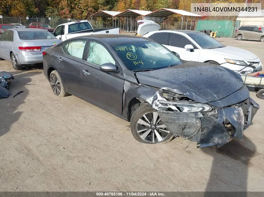 2021 Nissan Altima Sv Fwd VIN: 1N4BL4DV0MN344231 Lot: 40765196