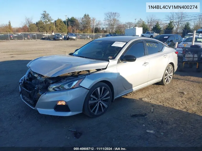 2021 Nissan Altima Sr Fwd VIN: 1N4BL4CV1MN400274 Lot: 40805712