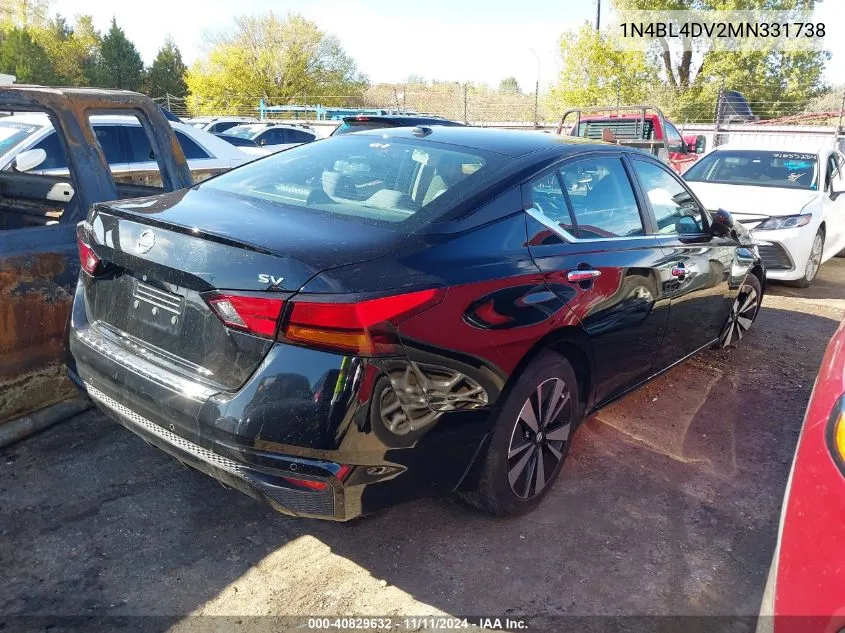 2021 Nissan Altima Sv VIN: 1N4BL4DV2MN331738 Lot: 40829632