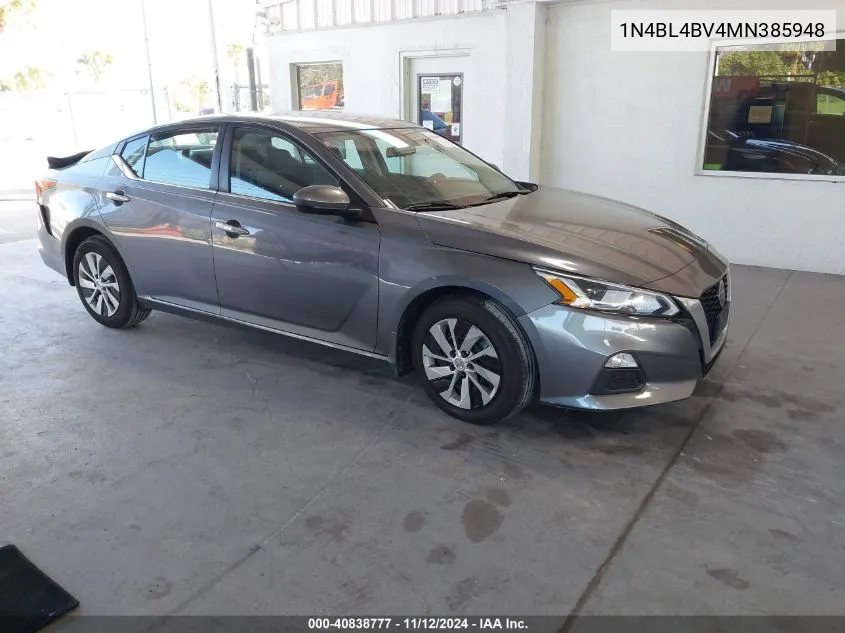 2021 Nissan Altima S Fwd VIN: 1N4BL4BV4MN385948 Lot: 40838777