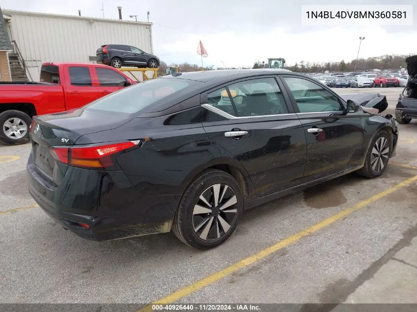 2021 Nissan Altima Sv Fwd VIN: 1N4BL4DV8MN360581 Lot: 40926440