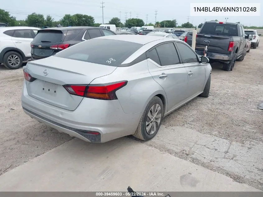 2022 Nissan Altima S Fwd VIN: 1N4BL4BV6NN310248 Lot: 39459603