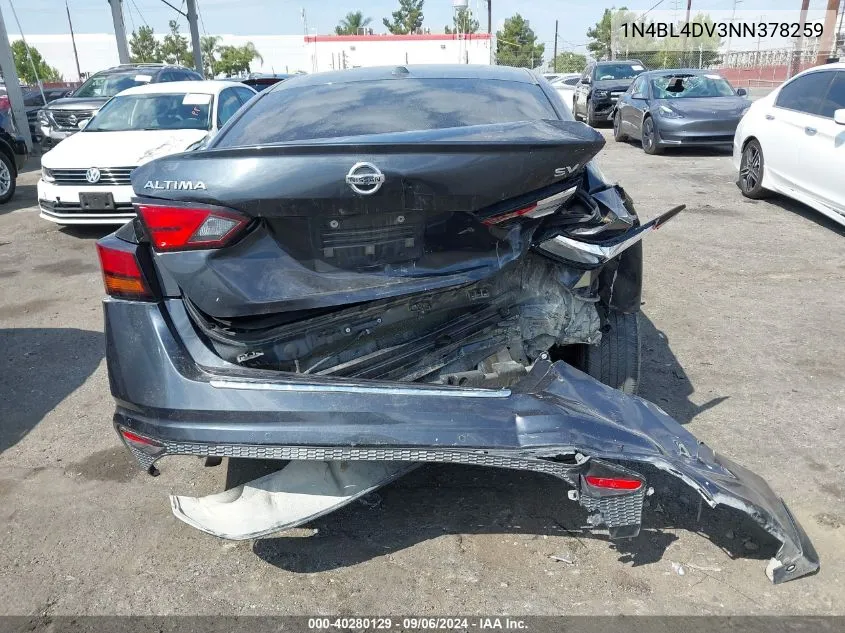 2022 Nissan Altima Sv Fwd VIN: 1N4BL4DV3NN378259 Lot: 40280129