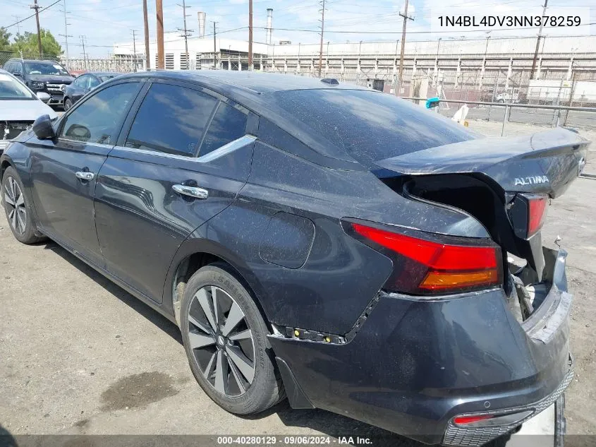 2022 Nissan Altima Sv Fwd VIN: 1N4BL4DV3NN378259 Lot: 40280129