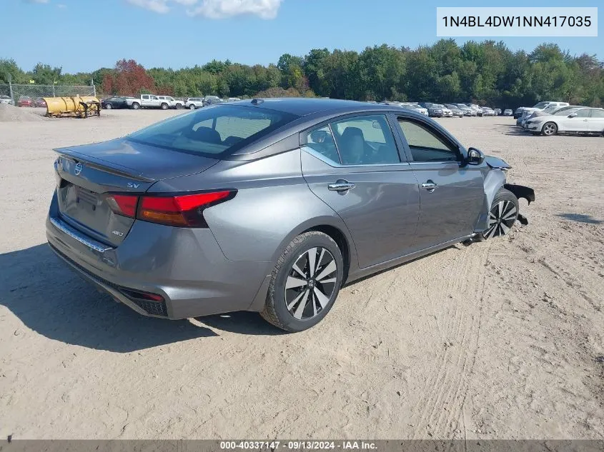 2022 Nissan Altima Sv Intelligent Awd VIN: 1N4BL4DW1NN417035 Lot: 40337147