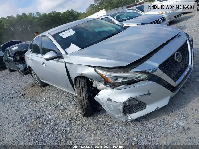 2022 Nissan Altima Sv Intelligent Awd VIN: 1N4BL4DW3NN346081 Lot: 40343324