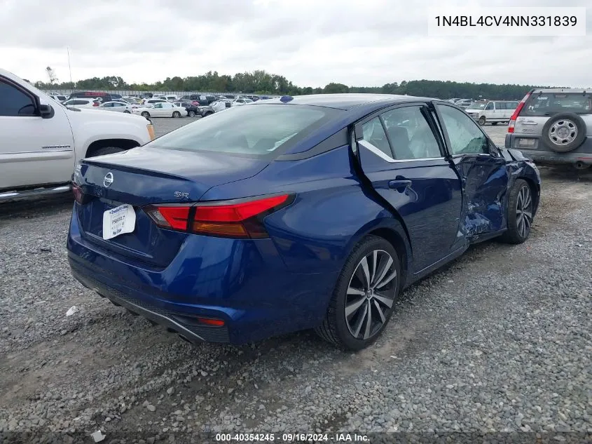 2022 Nissan Altima Sr Fwd VIN: 1N4BL4CV4NN331839 Lot: 40354245