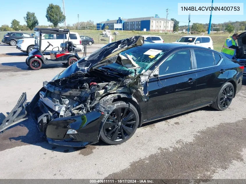 2022 Nissan Altima Sr VIN: 1N4BL4CV0NN400753 Lot: 40611111