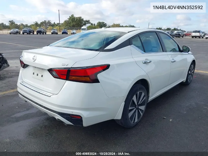 2022 Nissan Altima Sv Fwd VIN: 1N4BL4DV4NN352592 Lot: 40693024