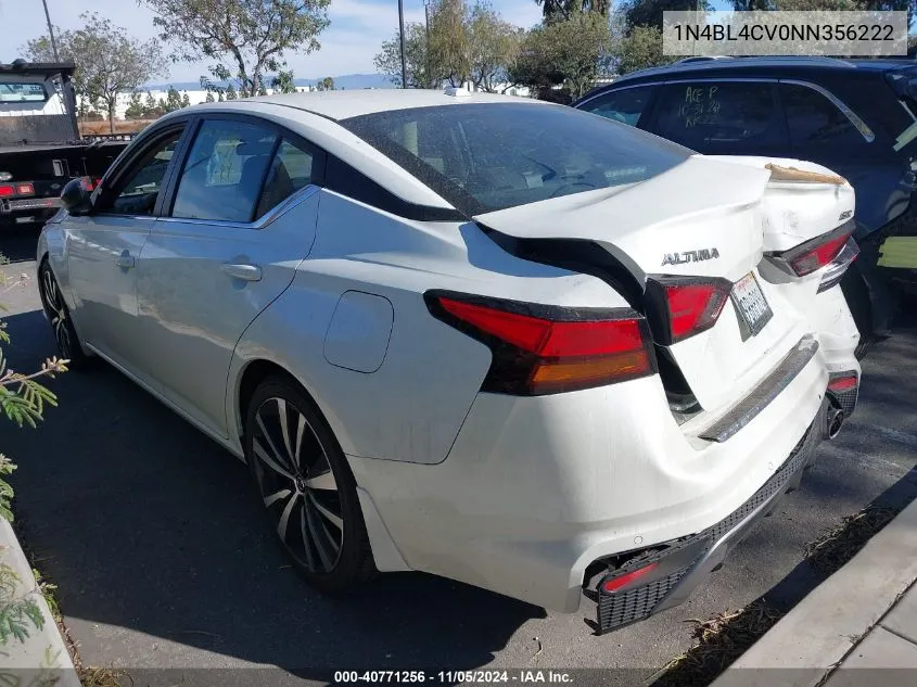 2022 Nissan Altima Sr Fwd VIN: 1N4BL4CV0NN356222 Lot: 40771256