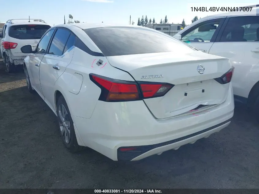 2022 Nissan Altima S Fwd VIN: 1N4BL4BV4NN417007 Lot: 40833081