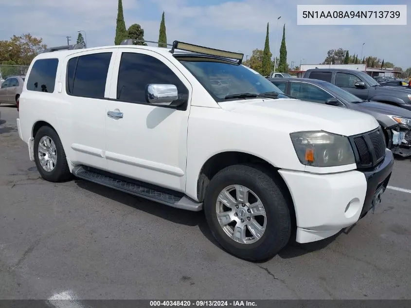 2004 Nissan Armada Se/Le VIN: 5N1AA08A94N713739 Lot: 40348420