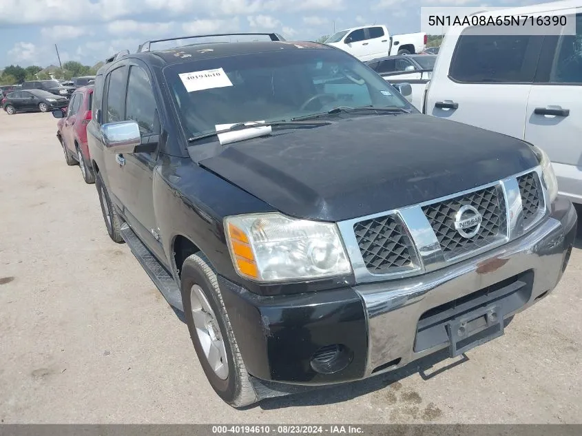 2005 Nissan Armada Se VIN: 5N1AA08A65N716390 Lot: 40194610