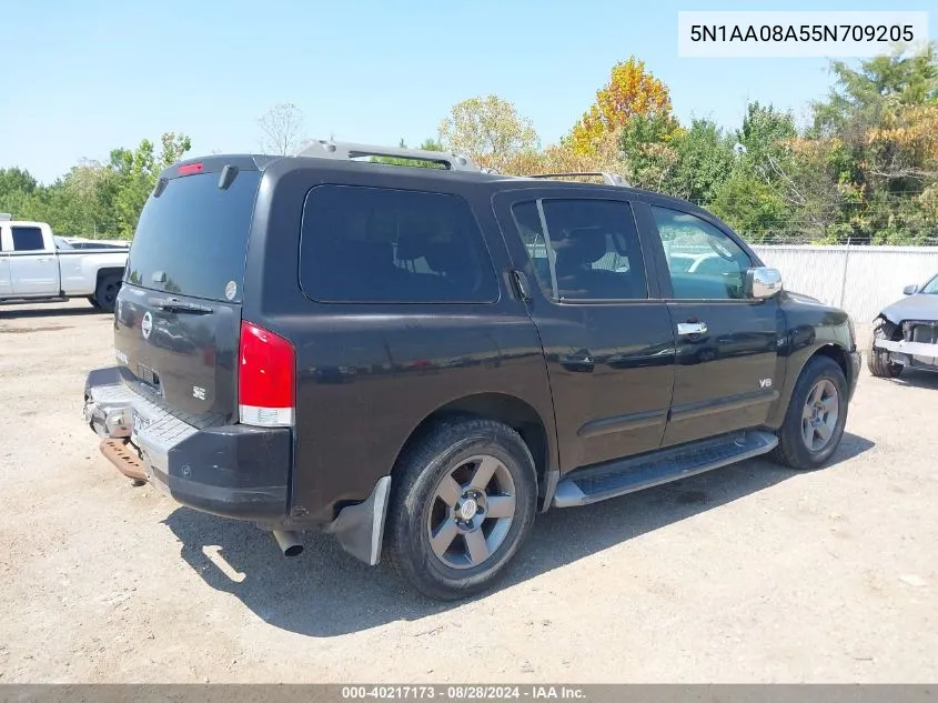 2005 Nissan Armada Se VIN: 5N1AA08A55N709205 Lot: 40217173