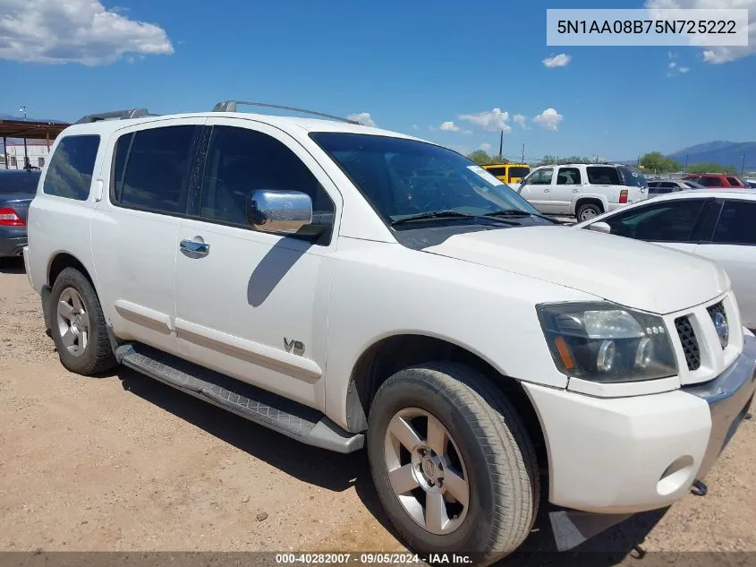 2005 Nissan Armada Se VIN: 5N1AA08B75N725222 Lot: 40282007