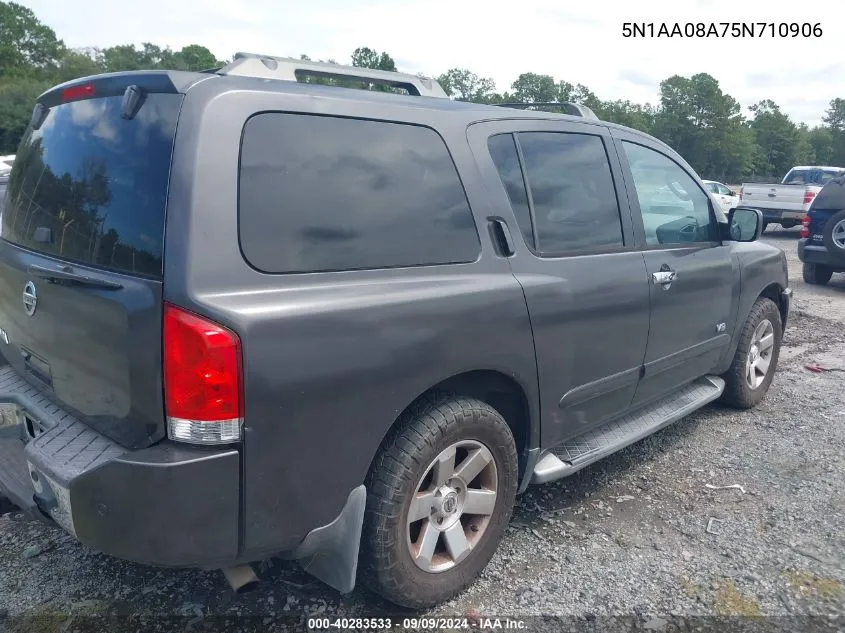 2005 Nissan Armada Le VIN: 5N1AA08A75N710906 Lot: 40283533