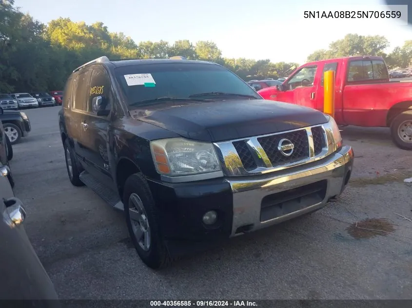 2005 Nissan Armada Le VIN: 5N1AA08B25N706559 Lot: 40356585