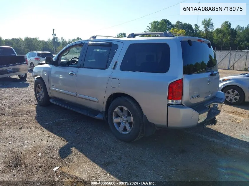 2005 Nissan Armada Le VIN: 6N1AA08A85N718075 Lot: 40365600