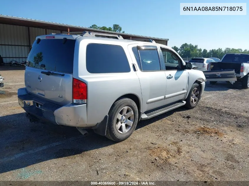 2005 Nissan Armada Le VIN: 6N1AA08A85N718075 Lot: 40365600