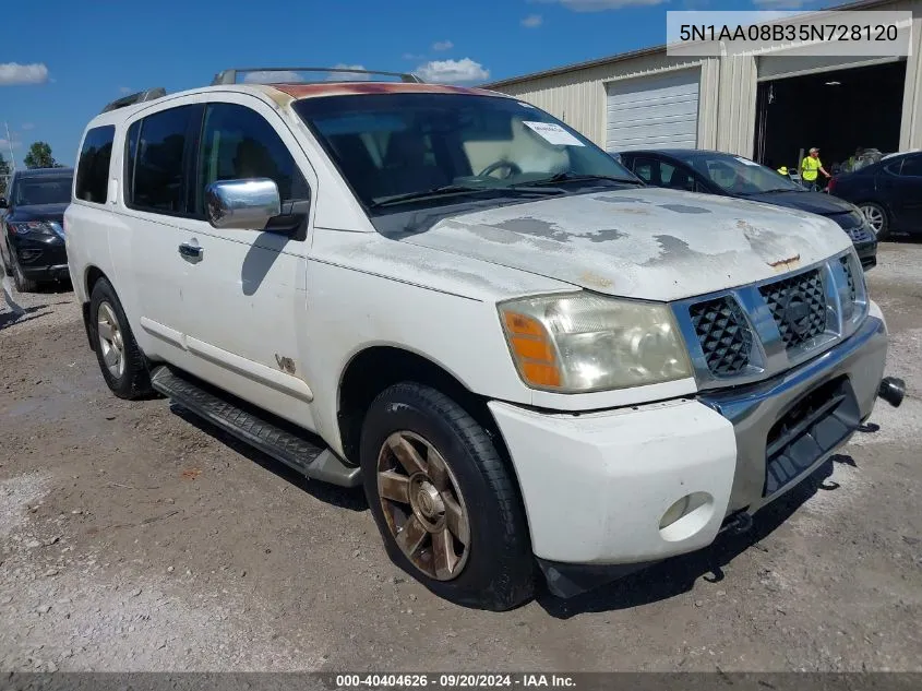 2005 Nissan Armada Le VIN: 5N1AA08B35N728120 Lot: 40404626