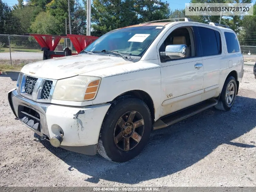 2005 Nissan Armada Le VIN: 5N1AA08B35N728120 Lot: 40404626