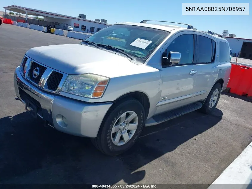 2005 Nissan Armada Le VIN: 5N1AA08B25N708957 Lot: 40434655